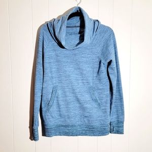 L.L. Bean Heathered Light Blue Hooded Pullover Sweatshirt